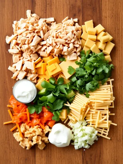 Creamy Queso Chicken Enchiladas - ingredients preparation