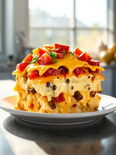 Fully Loaded Cheesy Breakfast Casserole