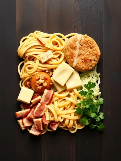 Loaded Turkey Cheeseburger Alfredo Pasta - ingredients preparation