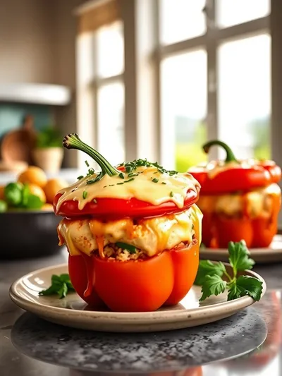Mediterranean Chicken Stuffed Bell Peppers