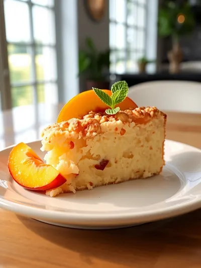 Peach Dump Cake - ready to serve