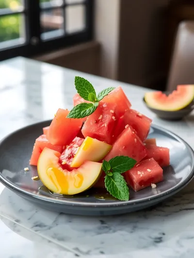 Easy Peach Watermelon Salad - cooking process
