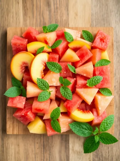 Easy Peach Watermelon Salad - ingredients preparation