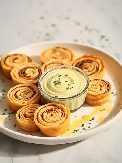 Pickle Dip Pinwheels - cooking process