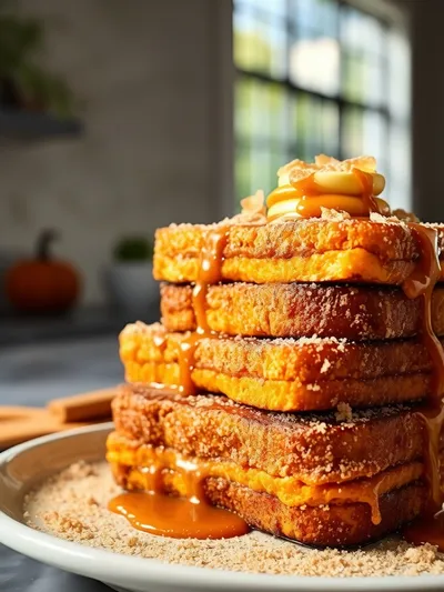 Pumpkin French Toast with Brown Sugar & Cinnamon Butter