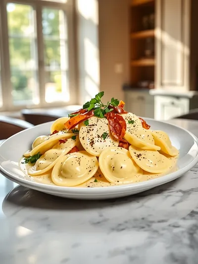 Ravioli Carbonara – Creamy Olive Garden‑Inspired Dish - ready to serve