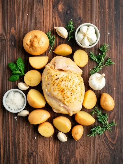 Slow Cooker Parmesan Garlic Chicken and Potatoes - ingredients preparation