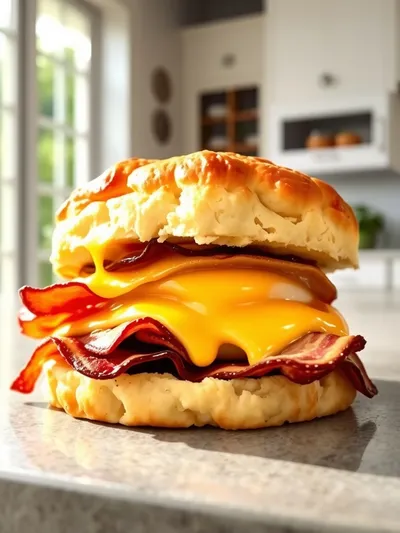 Turkey Bacon Egg and Cheese Biscuit Bake