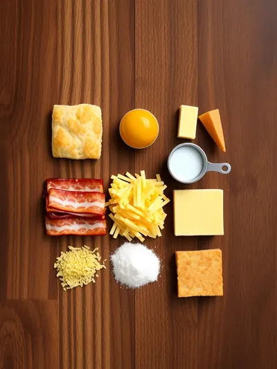 Turkey Bacon Egg and Cheese Biscuit Bake - ingredients preparation